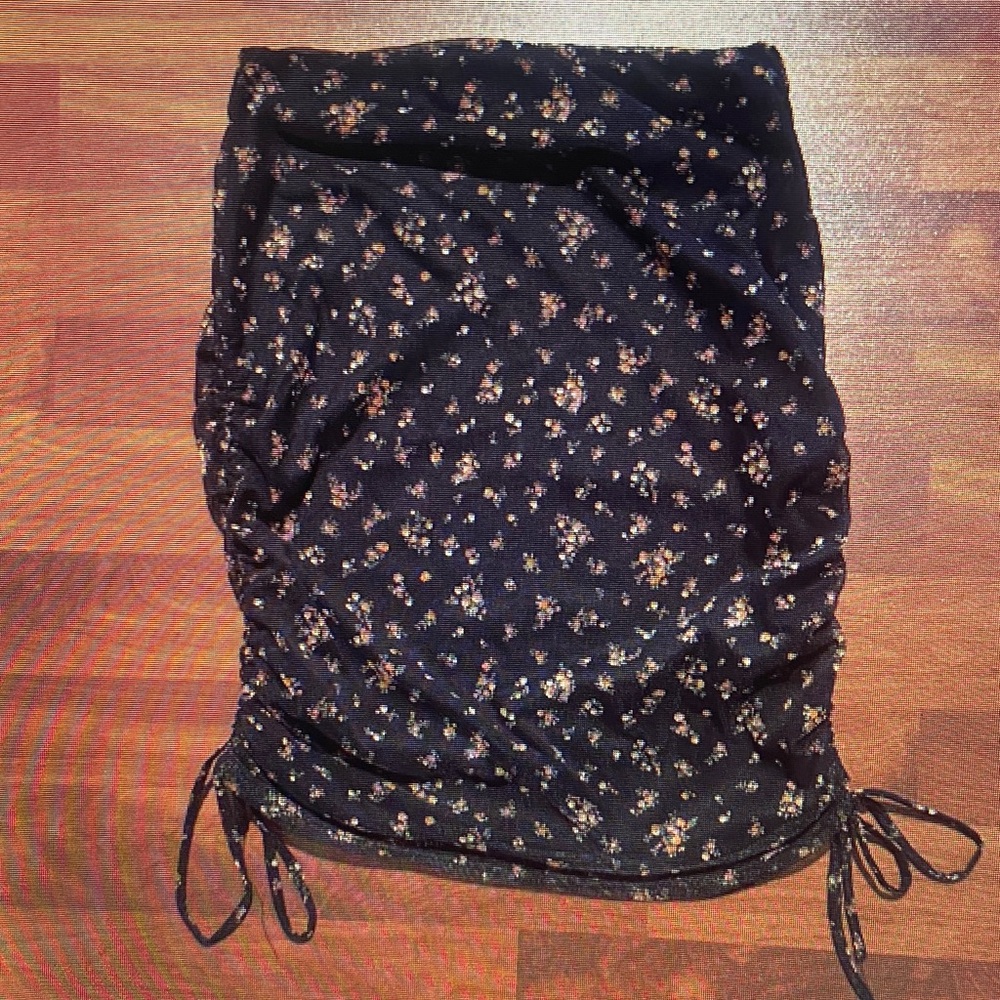 Floral Black Skirt
